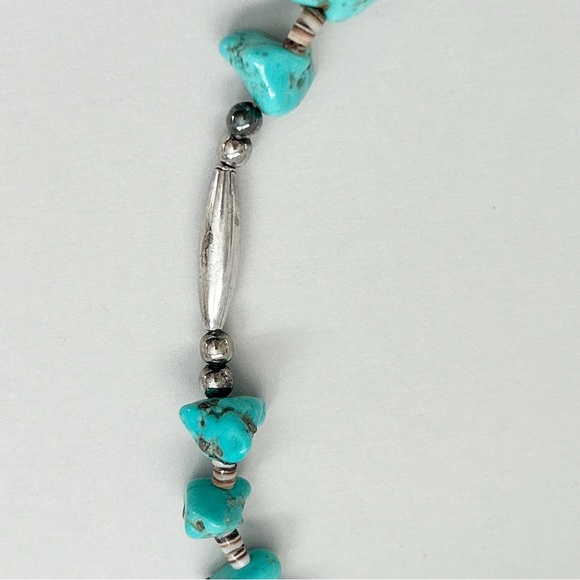 Vintage Southwestern Turquoise Nugget Heishi Sterling Silver Necklace - Picture 8 of 10